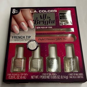 New L.A.Colors French Tip Manicure Set 8 Pieces All is Bright Nail Polish
